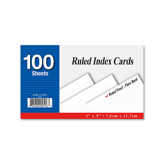 Ruled White Index Card 3" X 5" 200 Ct.  |||  36 PACKS | $1.38 PER PACK