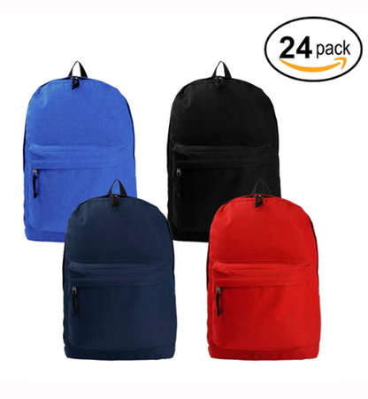 - 36 PCS | $5.55~$5.71 PER PACK ||  Case Lot:  36pc / 24pcs Simple and Classic 18" School Backpack - Basic Book Bag Design