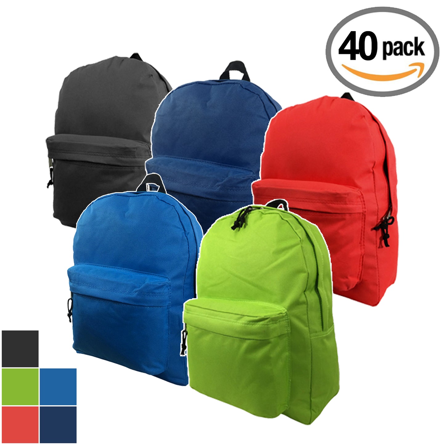 - 40 PACKS | $4.99 PER PACK ||    Case Lot: 40pcs Classic Backpack Wholesale 16 inch Basic Bookbag Bulk School Book Bags 40pcs Lot