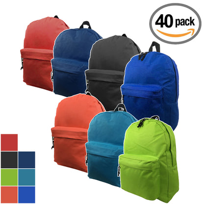 - 40 PACKS | $4.99 PER PACK ||    Case Lot: 40pcs Classic Backpack Wholesale 16 inch Basic Bookbag Bulk School Book Bags 40pcs Lot