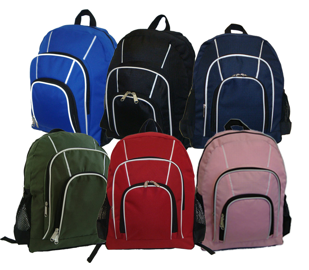 - 30 PACKS | $8.33 PER PACK ||    Wholesale Case Lot 30pcs 16 Inch Rip-stop Multi Pocket Backpack w/Side Mesh Pockets