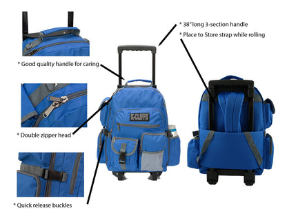 - 4 PACKS | $44.99 PER PACK ||  Wholesale Case Lot: 4pc Heavy Duty Rolling Backpack School Bookbag with Wheels Deluxe Wheeled Daypack