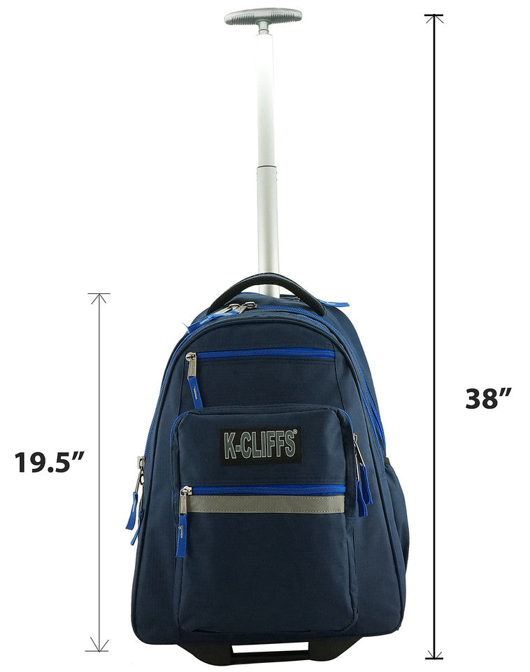 - 4 PACKS | $44.99 PER PACK ||    Wholesale Case Lot: 4pc Heavy Duty Rolling Backpack School Bookbag with Wheels Deluxe Wheeled Daypack