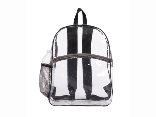 50 PACKS | $5.99 PER PACK ||    Wholesale Case Lot: 50 pcs 15.5" Clear Backpacks 0.3mm PVC Quality See-Through Student Bookbag