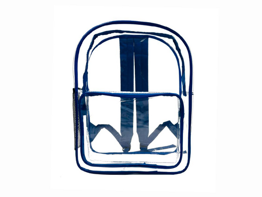 Wholesale Case Lot: 25 pcs 17" Heavy Duty Clear Security Backpack 0.3mm PVC Quality See-Through Student Bookbag  |||   25 PACKS | $8.99 PER PACK