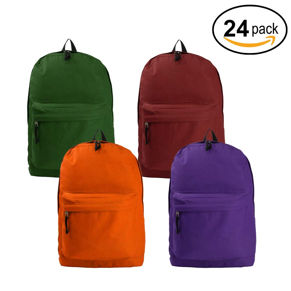 - 36 PCS | $5.55~$5.71 PER PACK ||  Case Lot:  36pc / 24pcs Simple and Classic 18" School Backpack - Basic Book Bag Design